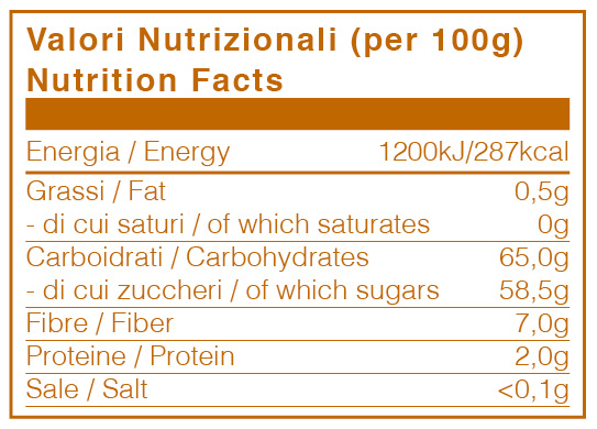 Valori Nutrizionali Datteri biologici Deglet Nour - 500g denocciolati